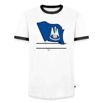 Drapeau Lousiane text banner - T-shirt contrasté Homme - blanc/noir - Devant - AI Model Female 172 light (172cm) & AI Model Male 178 dark (178cm)