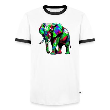 Éléphant - T-shirt contrasté Homme - blanc/noir - Devant - AI Model Female 172 light (172cm) & AI Model Male 178 dark (178cm)