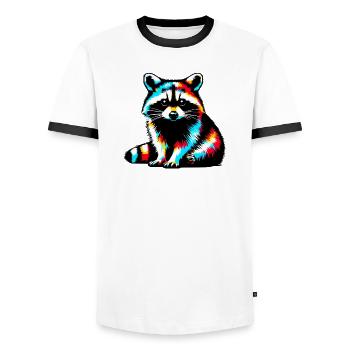 Raccoon - Men's Ringer Shirt - white/black - Front - AI Model Female 172 light (172cm) & AI Model Male 178 dark (178cm)