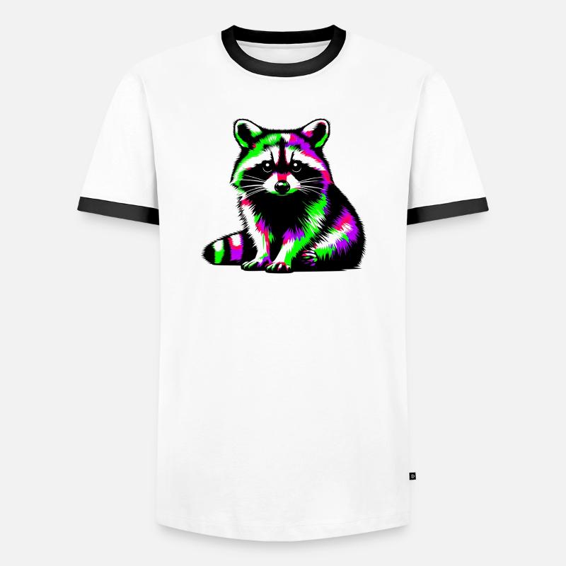 Waschbär - Männer Kontrast-T-Shirt - Weiß/Schwarz