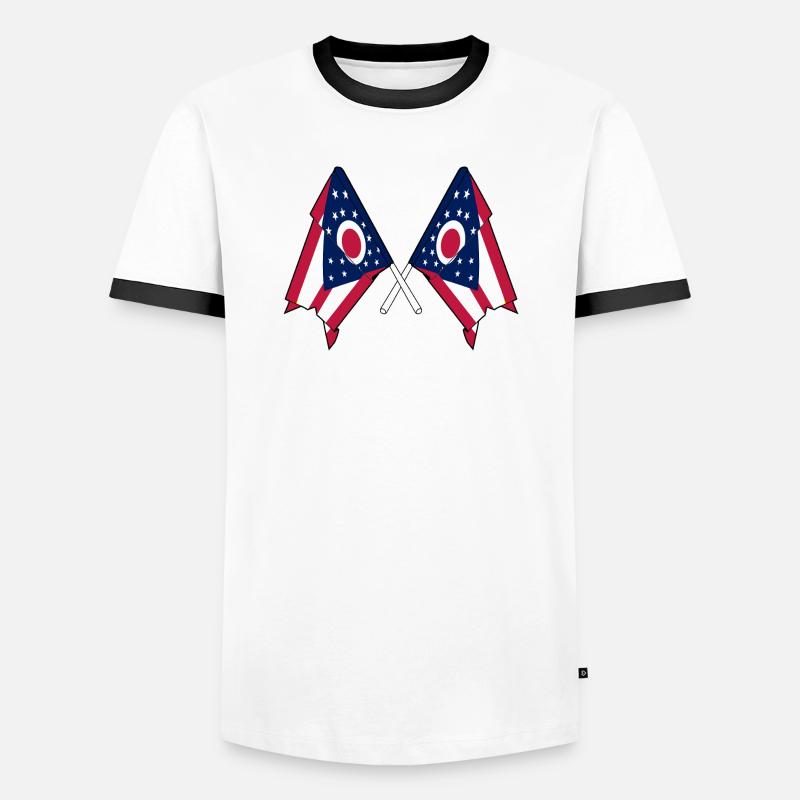 Two Flags Crossed Ohio - Men's Ringer Shirt - white/black