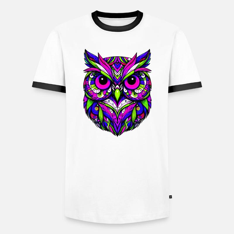 Eule - Männer Kontrast-T-Shirt - Weiß/Schwarz