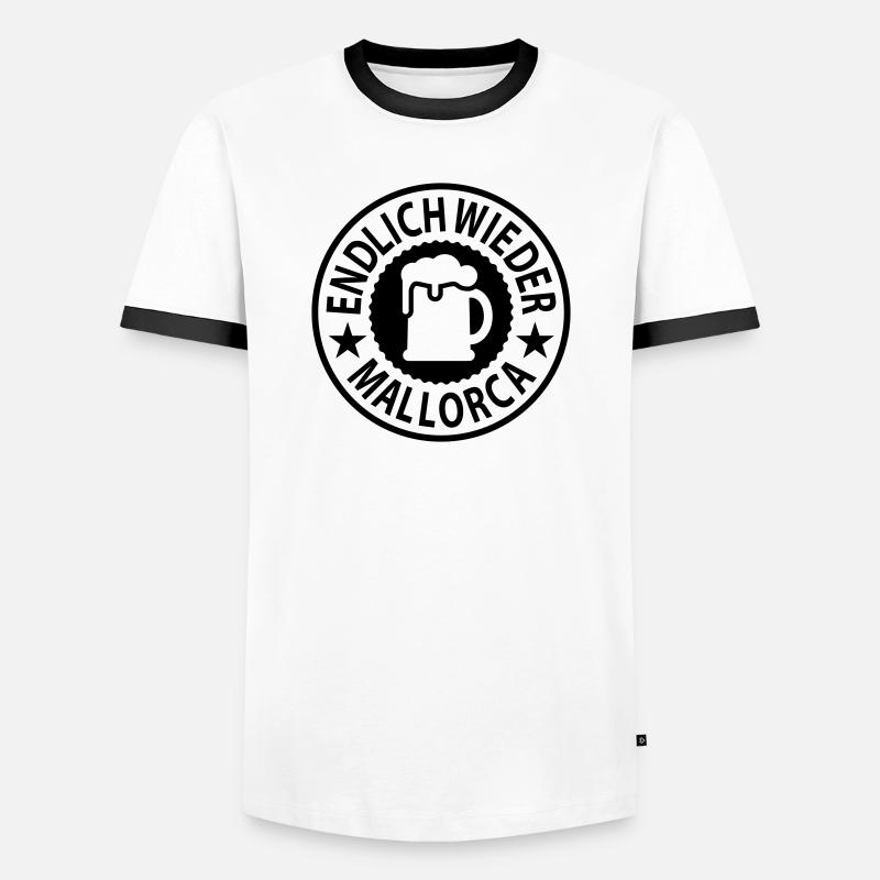 Endlich wieder Mallorca Bier - Männer Kontrast-T-Shirt - Weiß/Schwarz