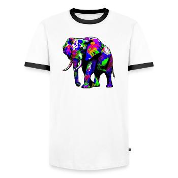 Éléphant - T-shirt contrasté Homme - blanc/noir - Devant - AI Model Female 172 light (172cm) & AI Model Male 178 dark (178cm)
