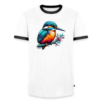 Martin-pêcheur - T-shirt contrasté Homme - blanc/noir - Devant - AI Model Female 172 light (172cm) & AI Model Male 178 dark (178cm)