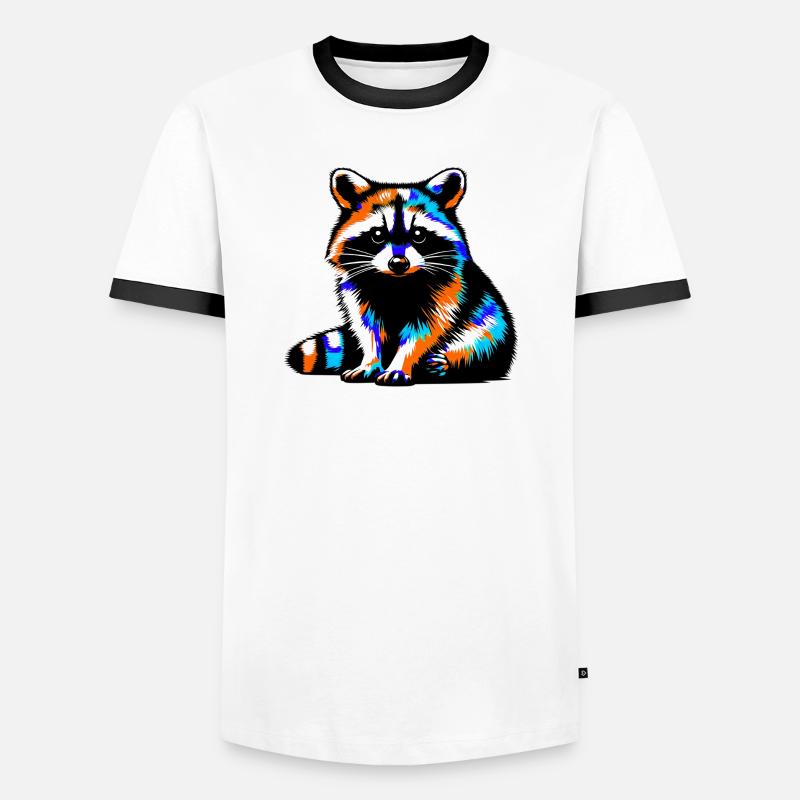 Waschbär - Männer Kontrast-T-Shirt - Weiß/Schwarz
