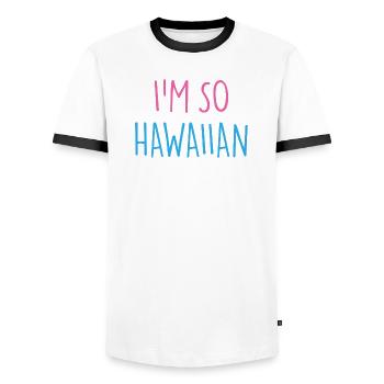 I'M SO HAWAIIAN - Men's Ringer Shirt - white/black - Front - AI Model Female 172 light (172cm) & AI Model Male 178 dark (178cm)