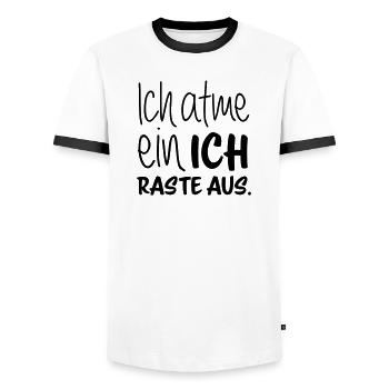 Ich atme ein - ich raste aus - Männer Kontrast-T-Shirt - Weiß/Schwarz - Vorne - AI Model Female 172 light (172cm) & AI Model Male 178 dark (178cm)