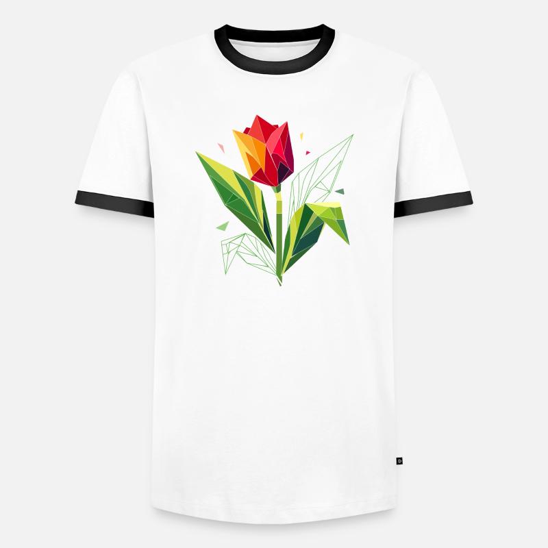 Geometric tulip – elegance in polygons - Men's Ringer Shirt - white/black