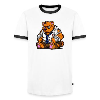 Ours de bureau - T-shirt contrasté Homme - blanc/noir - Devant - AI Model Female 172 light (172cm) & AI Model Male 178 dark (178cm)
