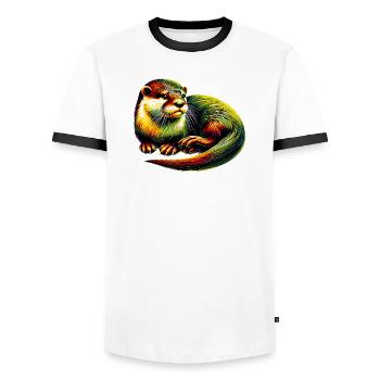 Otter - Men's Ringer Shirt - white/black - Front - AI Model Female 172 light (172cm) & AI Model Male 178 dark (178cm)