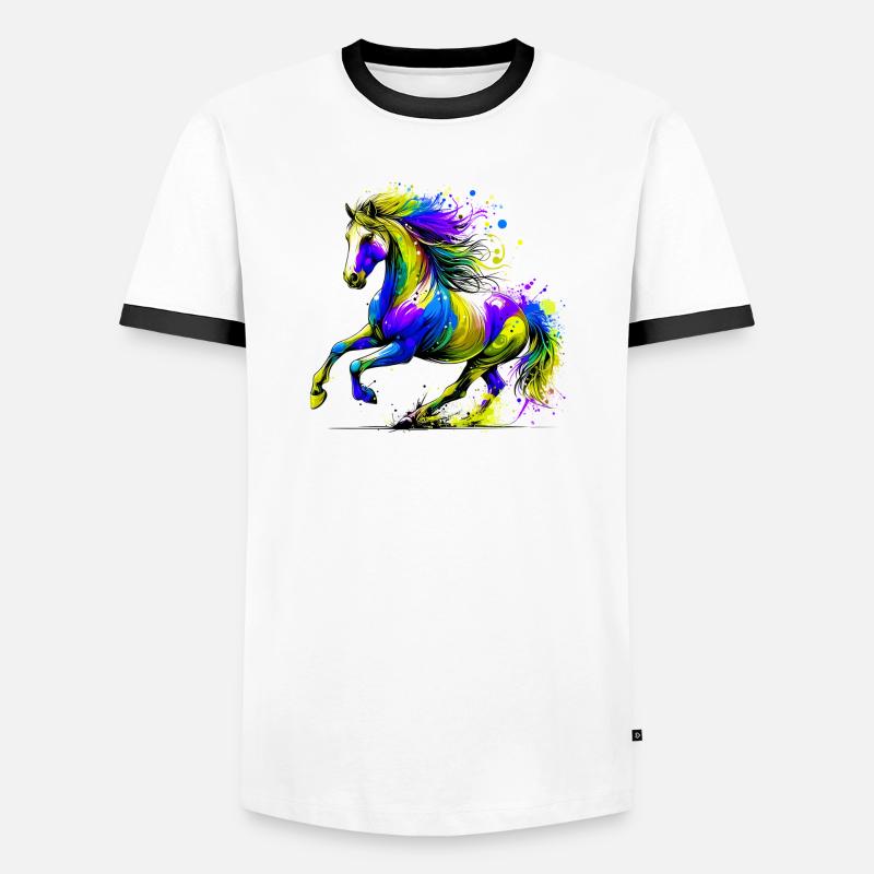 Pferd - Männer Kontrast-T-Shirt - Weiß/Schwarz