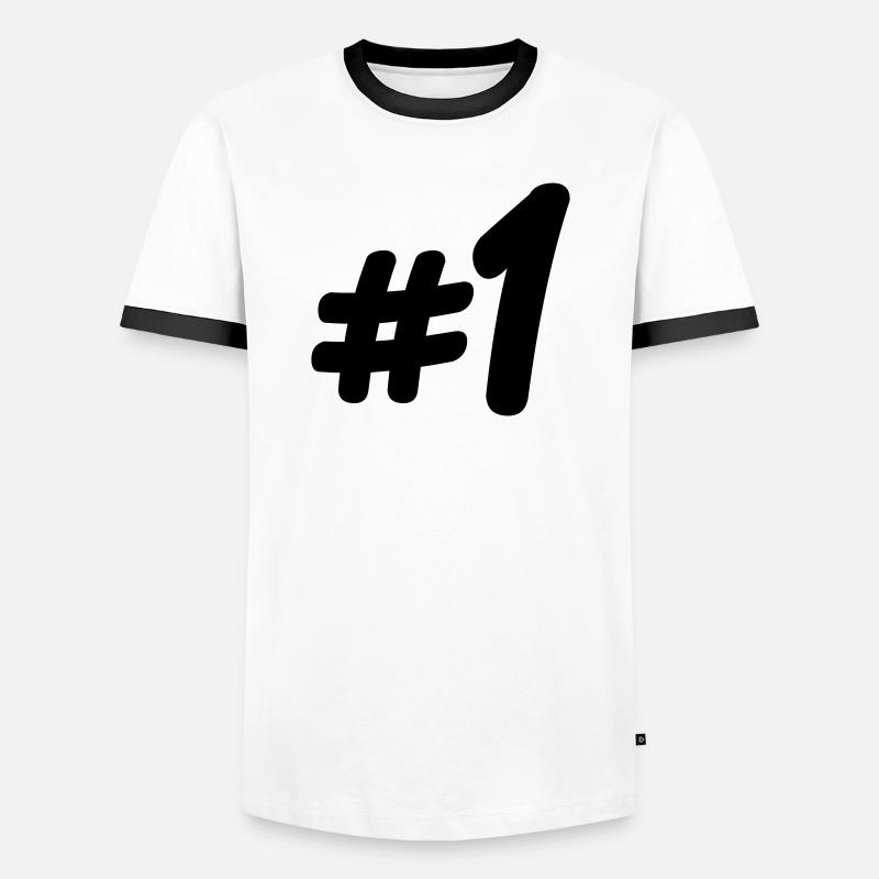 Nummer 1 # - Männer Kontrast-T-Shirt - Weiß/Schwarz