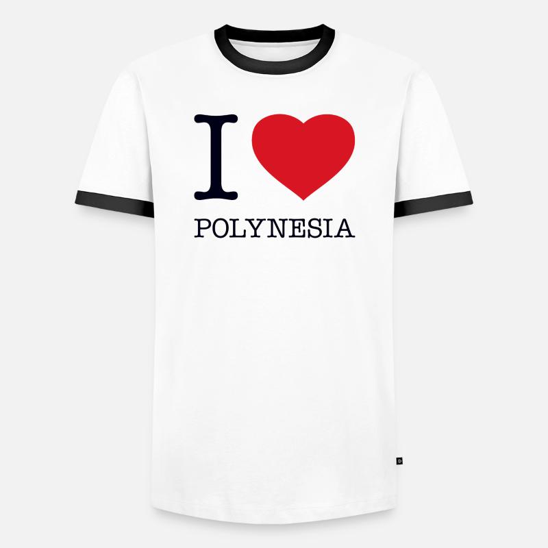 I LOVE POLYNESIA - Männer Kontrast-T-Shirt - Weiß/Schwarz