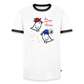 da simmer dabei, Karneval - Männer Kontrast-T-Shirt - Weiß/Schwarz - Vorne - AI Model Female 172 light (172cm) & AI Model Male 178 dark (178cm)