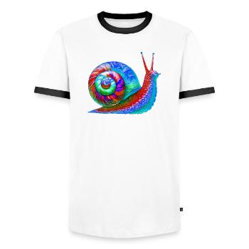Schnecke - Männer Kontrast-T-Shirt - Weiß/Schwarz - Vorne - AI Model Female 172 light (172cm) & AI Model Male 178 dark (178cm)