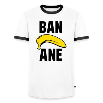 Banane - Männer Kontrast-T-Shirt - Weiß/Schwarz - Vorne - AI Model Female 172 light (172cm) & AI Model Male 178 dark (178cm)