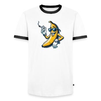 Cool banana with style - Men's Ringer Shirt - white/black - Front - AI Model Female 172 light (172cm) & AI Model Male 178 dark (178cm)