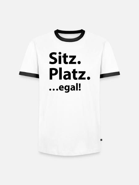 Sitz Platz egal - Männer Kontrast-T-Shirt - Weiß/Schwarz