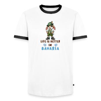 Bavarian Rabbit - Men's Ringer Shirt - white/black - Front - AI Model Female 172 light (172cm) & AI Model Male 178 dark (178cm)
