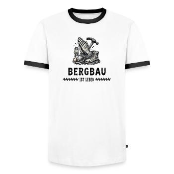 Mining is life - Men's Ringer Shirt - white/black - Front - AI Model Female 172 light (172cm) & AI Model Male 178 dark (178cm)
