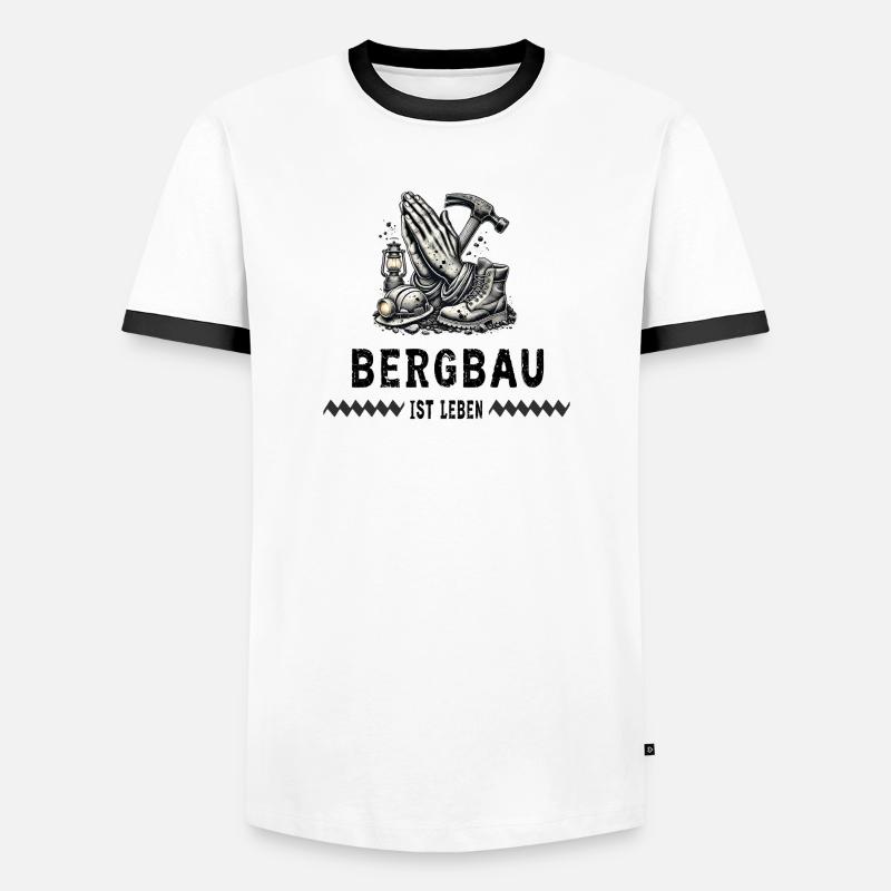 Mining is life - Men's Ringer Shirt - white/black