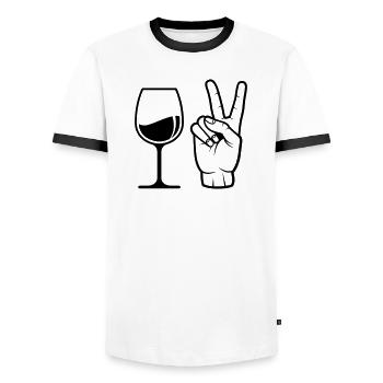 Order wine - Men's Ringer Shirt - white/black - Front - AI Model Female 172 light (172cm) & AI Model Male 178 dark (178cm)