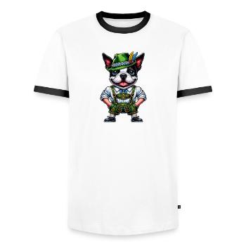 Bostie en costume traditionnel - T-shirt contrasté Homme - blanc/noir - Devant - AI Model Female 172 light (172cm) & AI Model Male 178 dark (178cm)