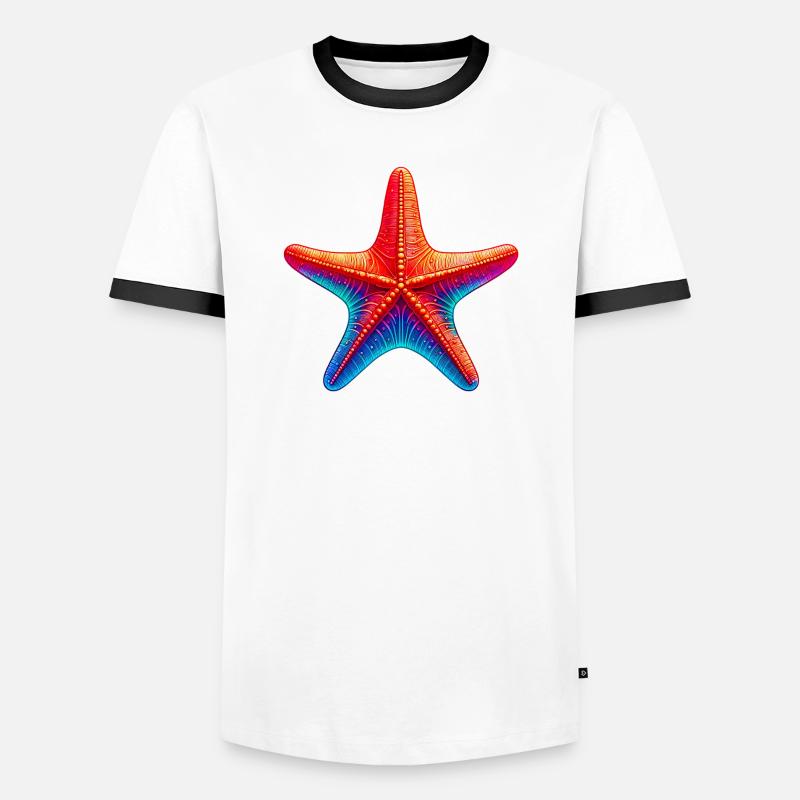 Seestern - Männer Kontrast-T-Shirt - Weiß/Schwarz
