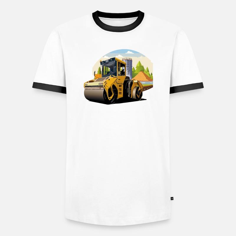 Road roller at work - Men's Ringer Shirt - white/black