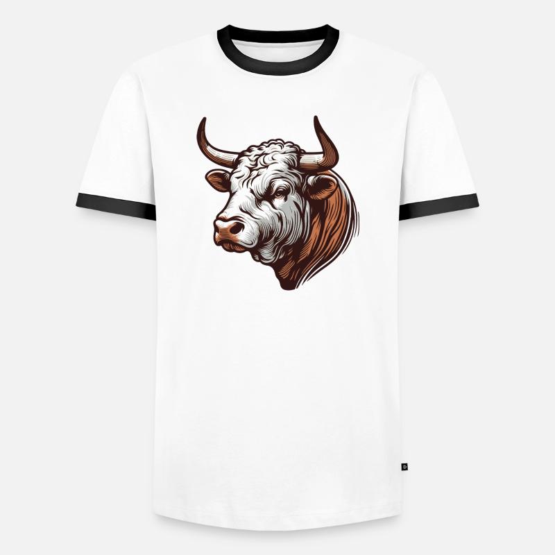 Stier - Männer Kontrast-T-Shirt - Weiß/Schwarz