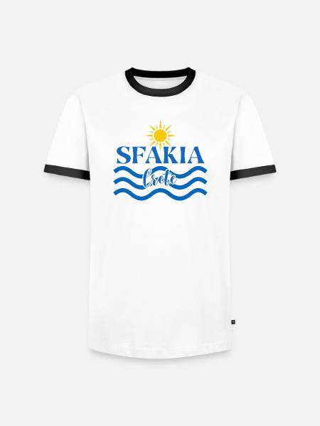 Sun and Waves SFAKIA T-Shirt Design - Men's Ringer Shirt - white/black