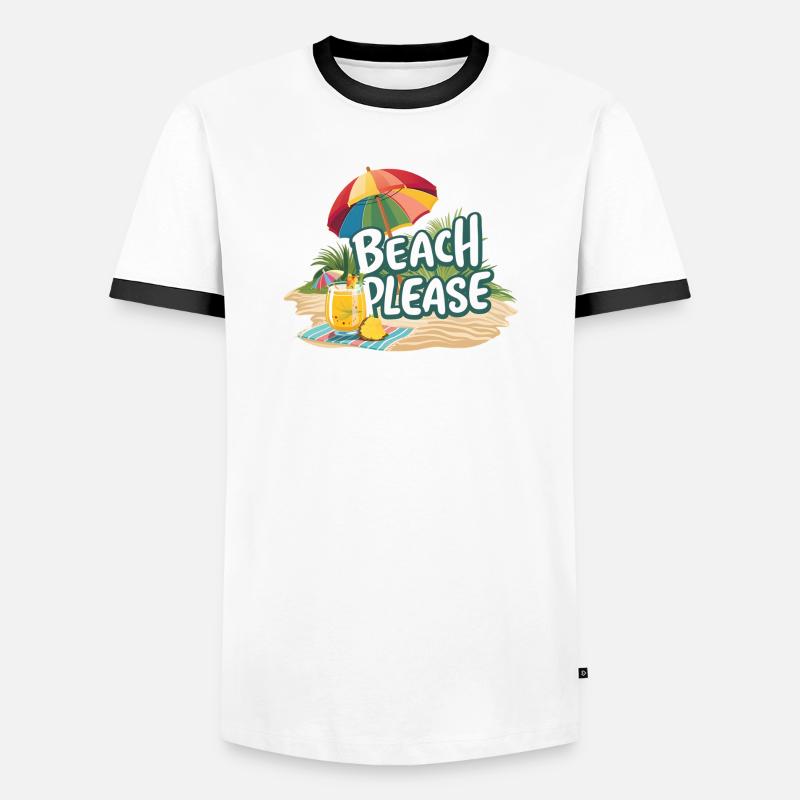 Beach Please - Men's Ringer Shirt - white/black