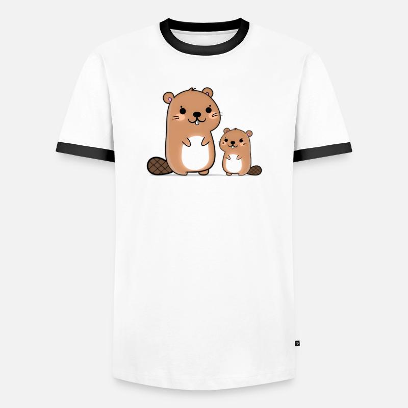Bieber - Männer Kontrast-T-Shirt - Weiß/Schwarz