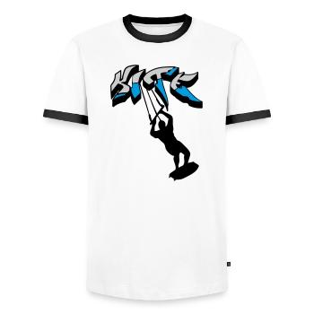 kitesurf, kitesurfeur, kitesurf, kitesurf - T-shirt contrasté Homme - blanc/noir - Devant - AI Model Female 172 light (172cm) & AI Model Male 178 dark (178cm)