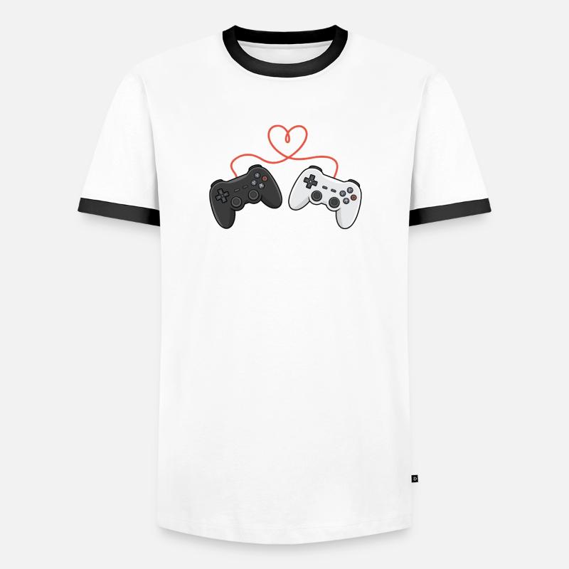 Heartwired Controllers Duo - Men's Ringer Shirt - white/black