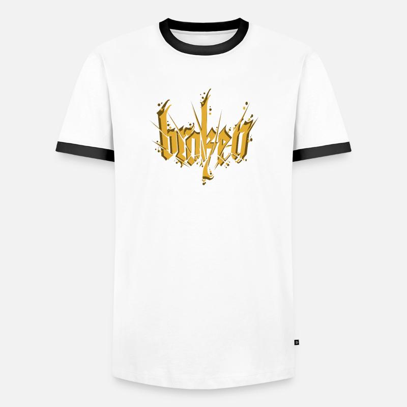 Broken Calligraphy Dark Lettering - Men's Ringer Shirt - white/black
