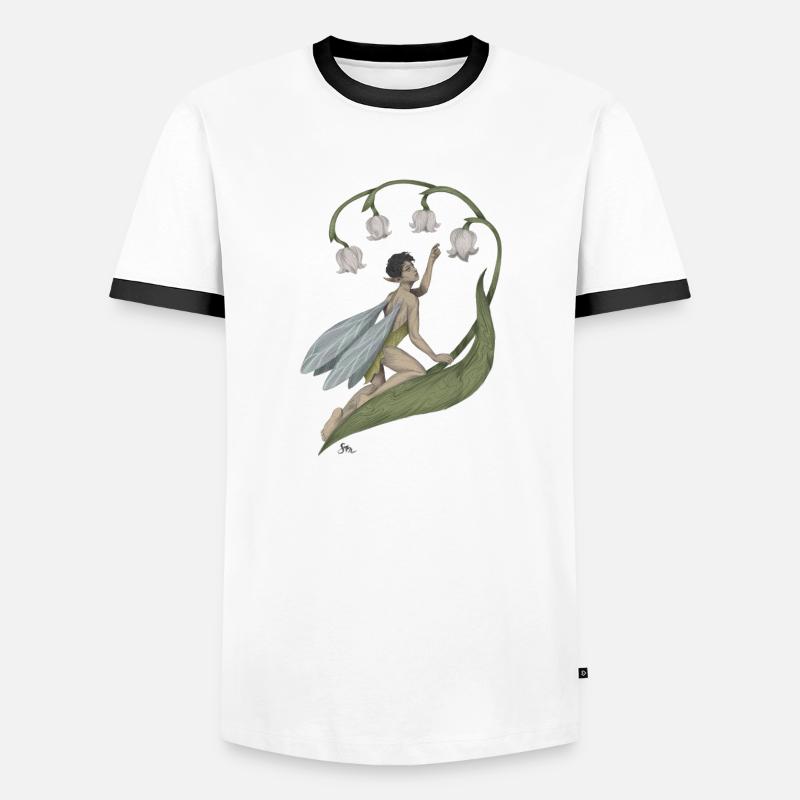 Pixie mit Maiglöckchen - Männer Kontrast-T-Shirt - Weiß/Schwarz
