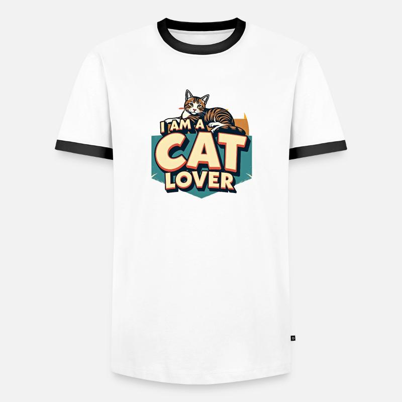 Ich bin ein Katzenliebhaber - Männer Kontrast-T-Shirt - Weiß/Schwarz