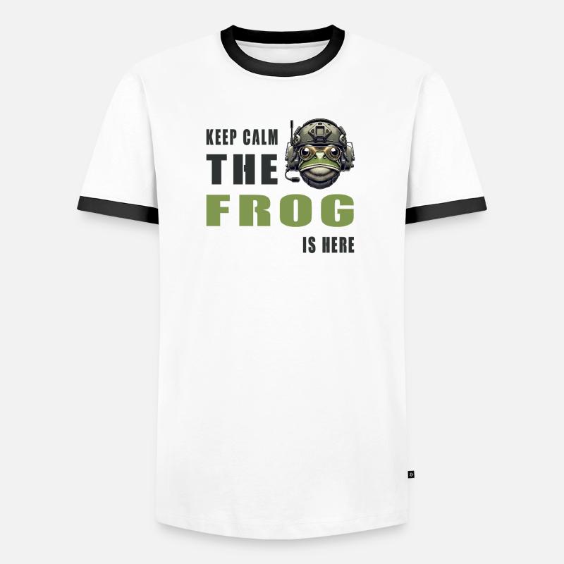 Fighting Frog – Keep Calm Style - Men's Ringer Shirt - white/black