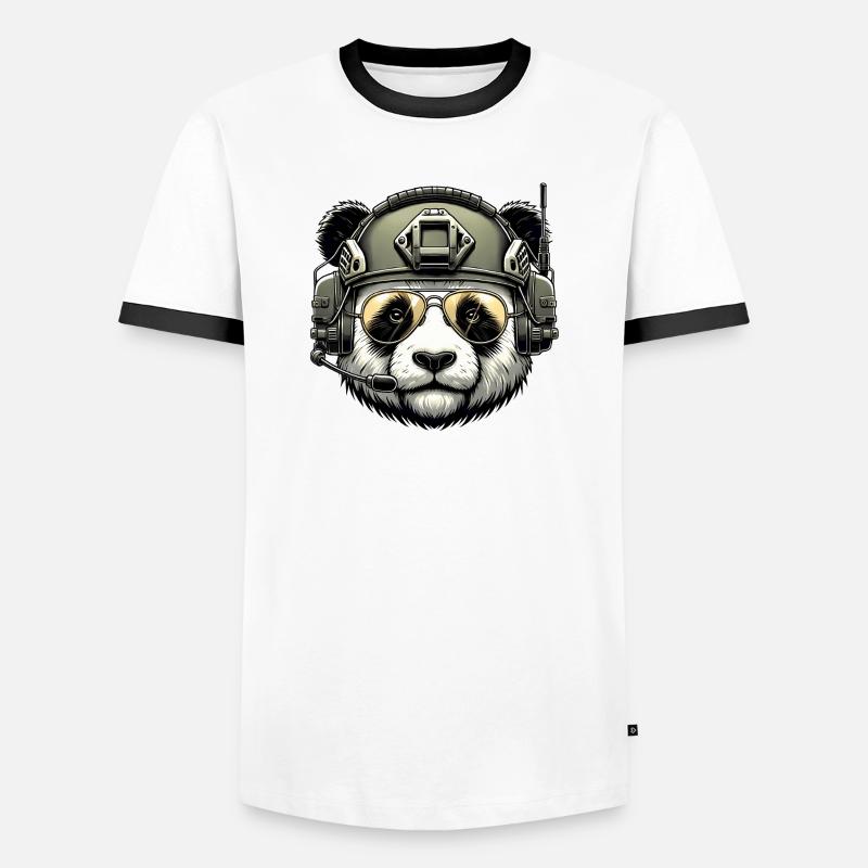 Panda Military Army Design - T-shirt contrasté Homme - blanc/noir