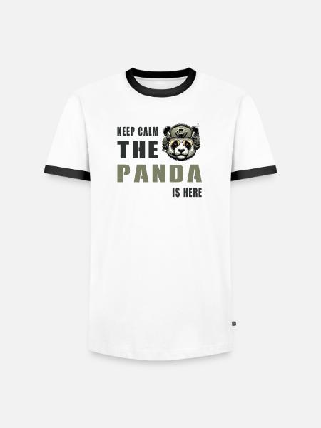 Tactical Panda – Keep Calm - Men's Ringer Shirt - white/black