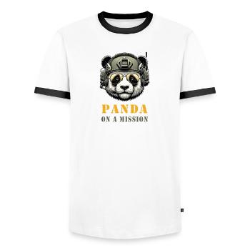 Panda in Mission / Military - Men's Ringer Shirt - white/black - Front - AI Model Female 172 light (172cm) & AI Model Male 178 dark (178cm)