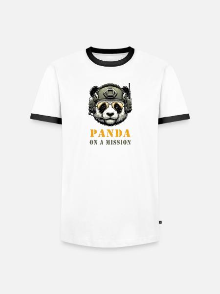 Panda in Mission / Military - Men's Ringer Shirt - white/black