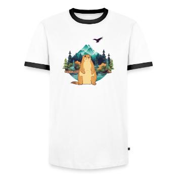 Marmotte - T-shirt contrasté Homme - blanc/noir - Devant - AI Model Female 172 light (172cm) & AI Model Male 178 dark (178cm)