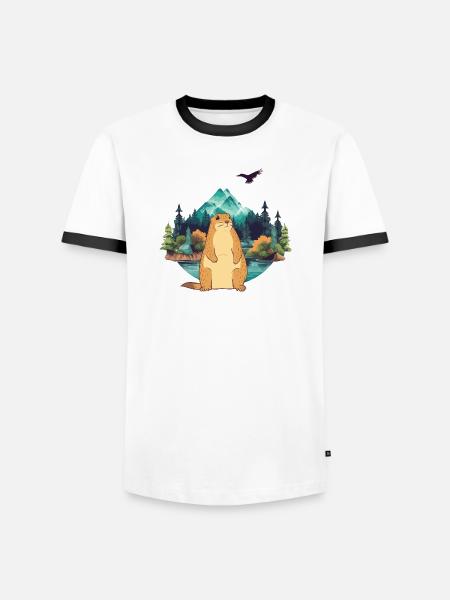 Murmeltier - Männer Kontrast-T-Shirt - Weiß/Schwarz