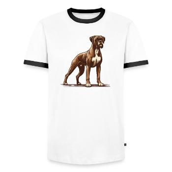 Boxer - Men's Ringer Shirt - white/black - Front - AI Model Female 172 light (172cm) & AI Model Male 178 dark (178cm)