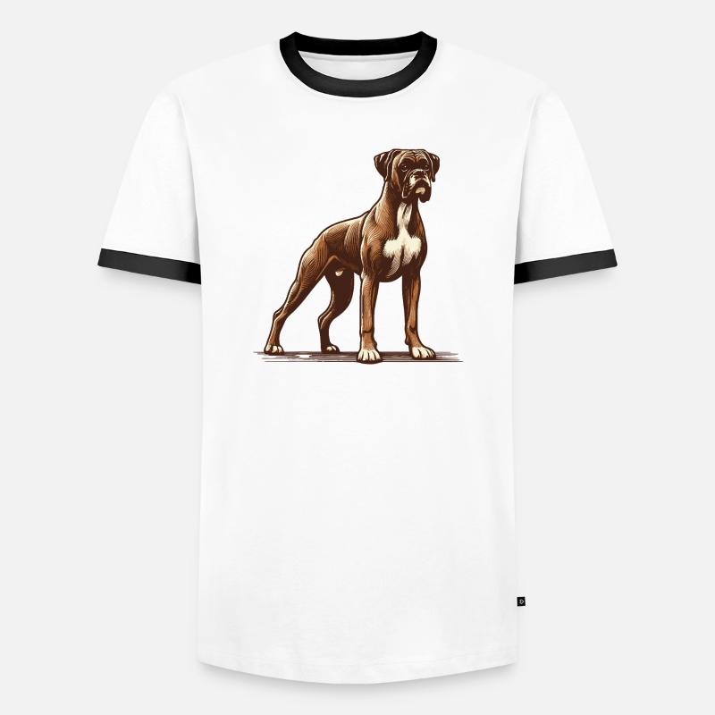 Boxer - Männer Kontrast-T-Shirt - Weiß/Schwarz