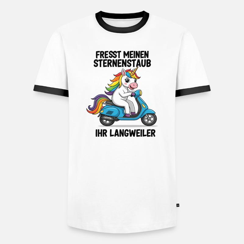 Roller-Einhorn - Männer Kontrast-T-Shirt - Weiß/Schwarz