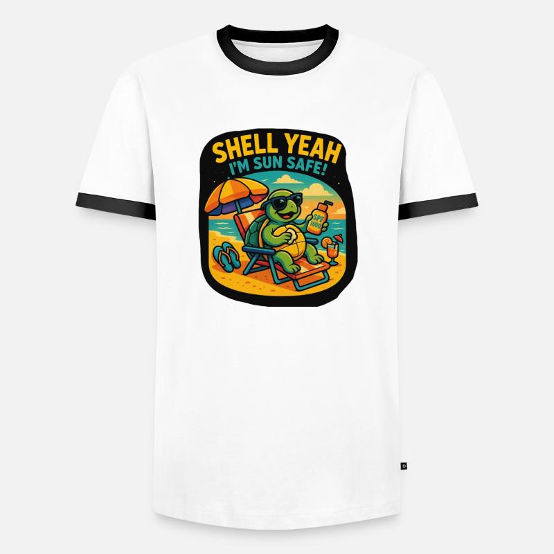Shell yes – Sun Safe Turtle - Men's Ringer Shirt - white/black